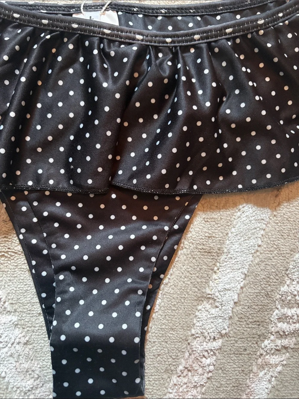 Women’s Black Polka Dot Ruffle Bikini Set